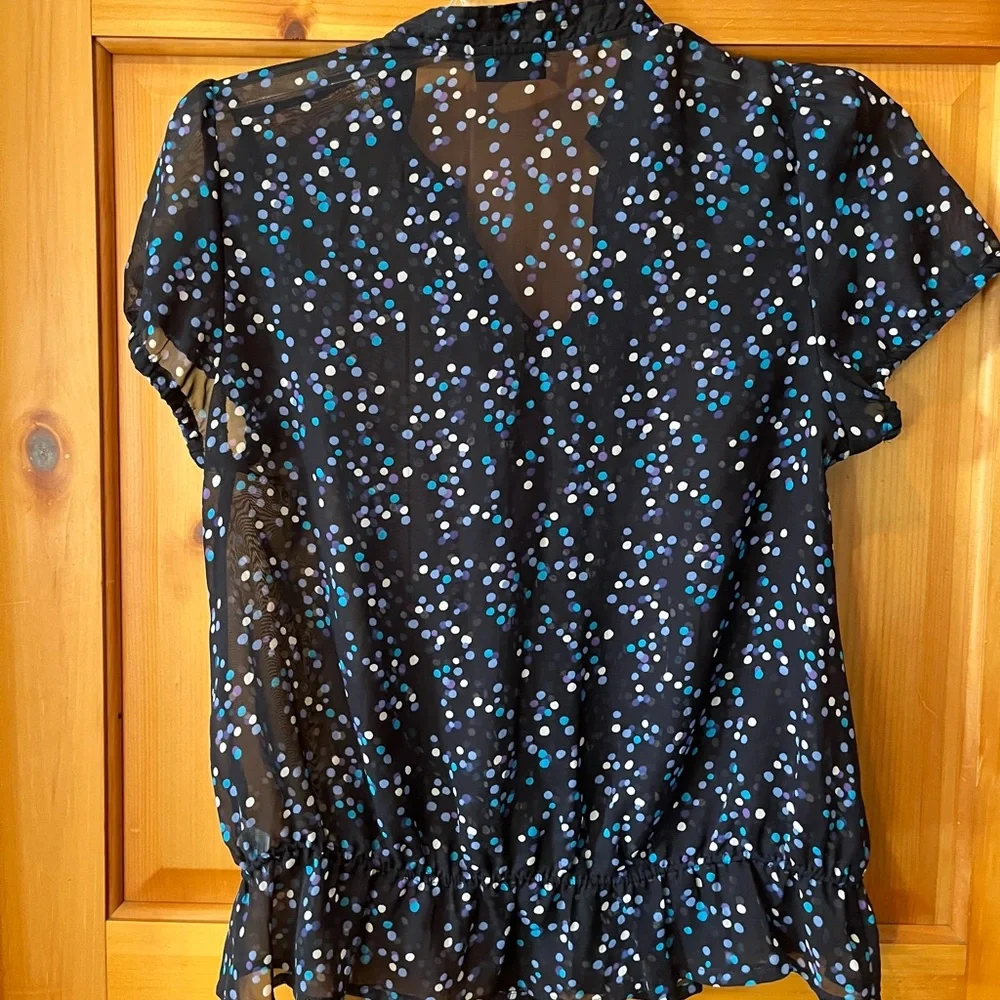 Apt 9 sheer navy blue top peplum hem